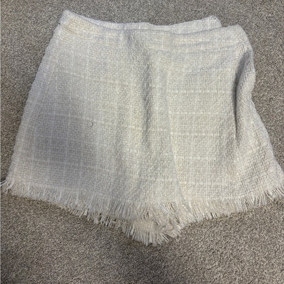 White Wool Fringed Skort - Picture 1 of 4
